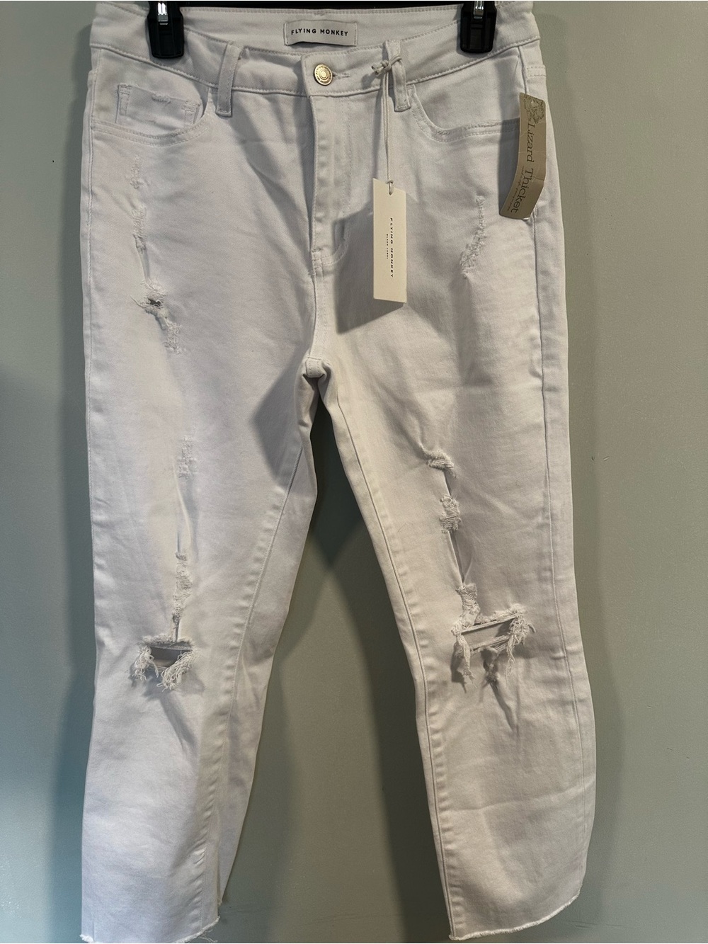 Flying Monkey White Distressed Cropped Jeans
